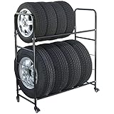 アイリスプラザ カー用品 車 タイヤラック 2段式 幅120×奥行45×高さ122 耐荷重 160kg ブラック suv 屋外 スリム 防水