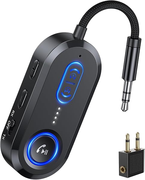 【2026年最新型・Bluetooth 5.4対応】STDRIVO Bluetooth 5.4トランスミッター &レシーバー 2-in-1(送受信機)【2台同時接続可】3.5mmイヤホンジャック搭載 低遅延オーディオアダプター 通話・ナビ・音楽再生対応 飛行機・車載・TV・ホームオーディオで使用可能 ヘッドフォン/タブレット/PC/AirPods/スマホ/スピーカー対応 - 1