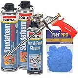 Soudal PRO Fireblock Foamシーラント2 – 24オンス缶+ 1 – 12 oz Proガンガンクリーナー+ Foam +ニトリル手袋