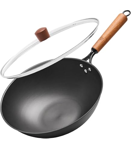 Amazon｜WANGYUANJI 中華鍋 30cm 炒め鍋 IH ガス対応 ガラス蓋付き