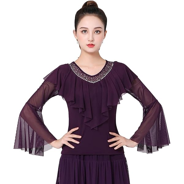 Amazon.co.jp: [ミカドレス] 社交ダンス 衣装 トップス 赤 レッド