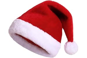 [YOAYAO] サンタ 帽子 クリスマス サンタ 帽子 大人用 ふかふか クリスマスハット クリスマス 飾り サンタ帽 新年 パーティー用品 男女兼用 赤 (1個)