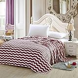 Chevron Modern Wave Burgundy Queen Size Ultra Plush Micro Fleece Blanket