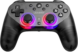 Leadjoy Saber Plus ゲームコントロー, 2.4G/Bluetooth/有線 対応 ポーリングレート 1000Hz TMR RGB ライト 10個マイクロスイッチボタン ホール 4個のカスタムボタン PS4/PC/Switch1&2/iOS/Android対応 ゲームパッド 黒