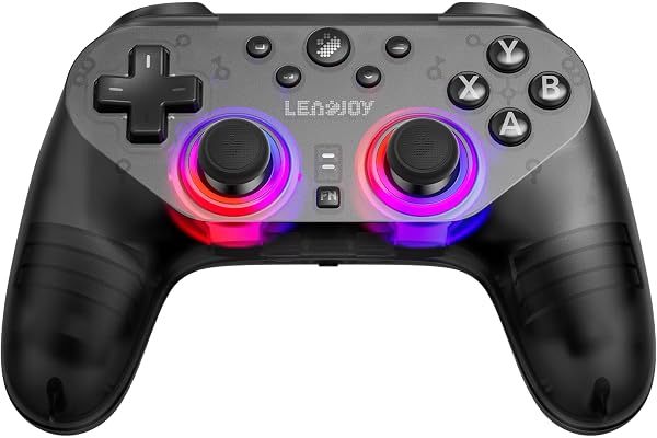 Leadjoy Saber Plus ゲームコントロー, 2.4G/Bluetooth/有線 対応 ポーリングレート 1000Hz TMR RGB ライト 10個マイクロスイッチボタン ホール 4個のカスタムボタン PS4/PC/Switch1&2/iOS/Android対応 ゲームパッド 黒