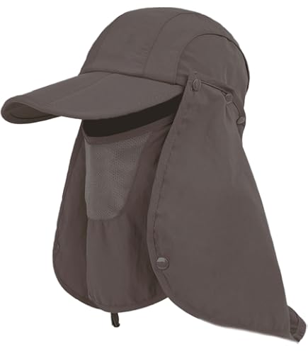 Amazon | アウトドア 帽子 メンズ 農作業用 UVカット フェイスカバー