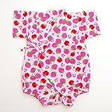 日本製 甚平ロンパース 女の子 イチゴ ピンク 70ｃｍ/80ｃｍ　（720967） (80ｃｍ)