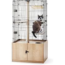 Amazon | キャットケージ キャットタワー トイレ 収納 3WAY 隠れ家
