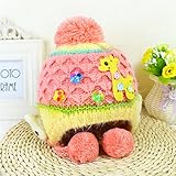 耳まであったか！ ニット帽子 ボンボン付き うさぎ 飾り 保温 ベビー キッズ 赤ちゃん 子 子供 用 可愛い 防寒帽子 2017 新製品 orange red