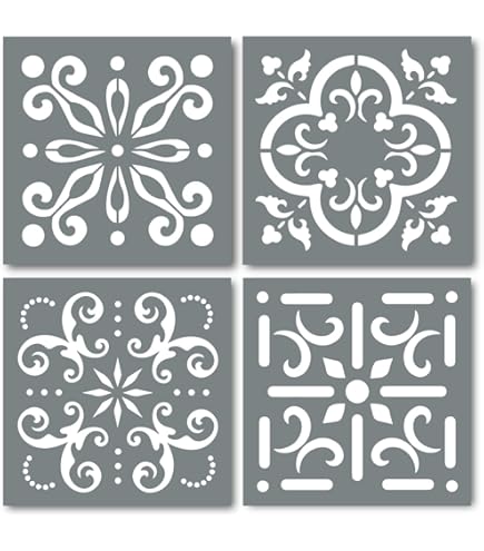Reusable Sunflower Stencils For Painting - 4-Pack, 8x8 Inch Large Stencils For Floors, Walls, Tile
