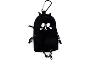 [SMILER] ミニポーチ カラビナ付き PORCH BUDDY BAG 小さめ 可愛い レディース メンズ 小物入れ カラビナ 領収書入れ 小銭入れ キーポーチ (CAT BUDDY, ブラック)