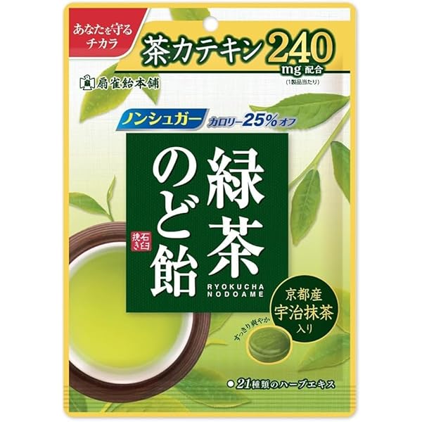 Amazon.co.jp: 扇雀飴本舗 緑茶のど飴 80g ×4個 PSJBOX 京都府産
