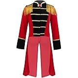 Agoky キッズ ボーイズ サーカス リングマスター 調教師 バーナム 風 コスチューム 長袖 テールコート ジャケット ハロウィン コスプレ パーティー ドレス ブラック＆レッド 8