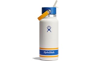 Hydro Flask Water Bottle - Insulated Stainless Steel - Wide Mouth Flex Straw Lid, Non Spill, Leakproof and Refillable in 32 O