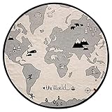 トトハウス(TOTO HOUSE) クロールマット カーペット 子供プレイマット　円形世界マップ模様