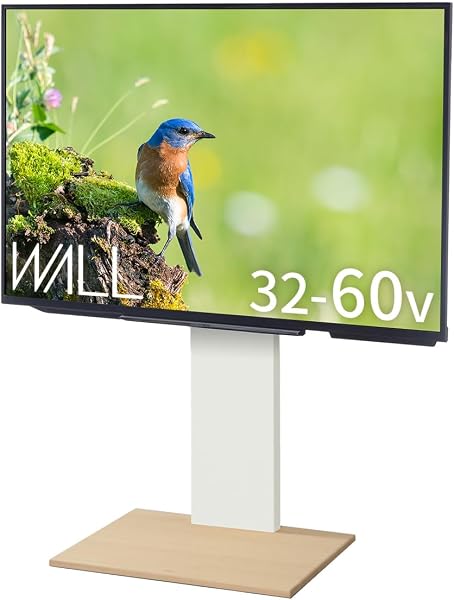 WALL V2E テレビスタンド ロータイプ ホワイトオークベース 32~60インチ対応 【グッドデザイン賞受賞 震度7対応 高さ5段階調整】 (2020モデル フロアカラー) 白 ホワイト 壁寄せ 壁掛け 耐震 おしゃれ tvスタンド tv stand テレビ台 tv台 テレビボード 賃貸 穴開けない 工事不要 組立簡単 背面収納 自立 立て掛け 薄型 EQUALS イコールズ ウォール - 1