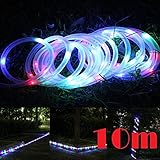 JX-SHOPPU LED100個搭載 ソーラーLEDチューブ 夜になると自動点灯ガーデンイルミネーションライト10M (カラフル)