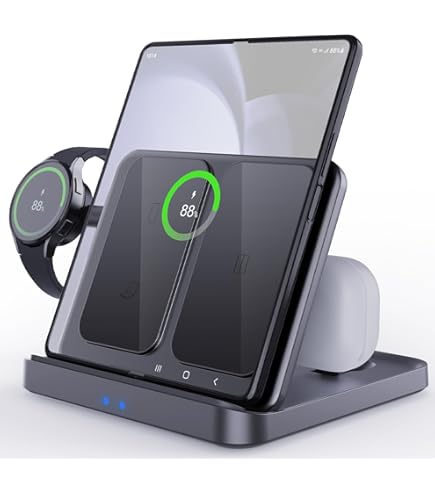 Bluetoothイヤホン ラベンダー GALAXYと置型充電器セット 楽天市場】Mag-safe対応 ワイヤレス充電器 6in1 磁気充電 スマホ