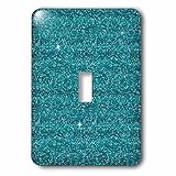 3dローズAnne Marie Baugh – Glitter – Aqua Faux Printed Glitter – 照明スイッチカバー – シングルトグルスイッチ( LSP _ 254795 
