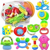 Baby Rattle – xieccx赤ちゃんの最初Rattle and Teether Toy 10 pieces with Giant Babyボトルsets- Colors May Vary