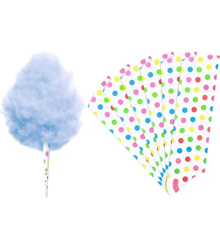 Sowaka 50 Pcs Cotton Candy Cones - 12 Inch Colorful Paper Straws For Candy, Parties, DIY Treats