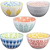 こだわり食器と雑貨のお店irodori 美濃焼 北欧フラワーボウル 5柄セット 食器 ボタニカル 花 日本製 径12.5cm 480ml 鉢 丼 (電子レンジ/食洗機対応) 磁器