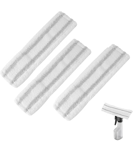 Ancable Pack Of 3 Rubber Lip And 3 Microfibre Mop Covers For Kärcher Window Vacuum Cleaner Replacement Parts Accessories, Compatible With WV2 WV5 WV6 Plus Premium WV Spray Bottles Set