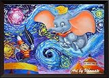 uhomateダンボFlying Elephant Wall Decor Vincent Van Gogh Starry Nightポスターホームキャンバス壁アート印刷記念ギフトベビーギフト子供部屋装