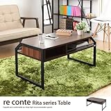 ブラウン／Reconte Rita RT-007 テーブル センターテーブル 幅91cm スチール枠 木製 木目 天板 棚 メラミン コーヒーテーブル ローテーブル ウッドテーブル