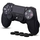 ps4 コントローラー カバー シリコン素材 ソフト スキンケース CHINFAI プレイステーション4 コントローラー対応 保護カバー 耐衝撃 簡単装着【アシストキャップ 8個付き】(ブラック)