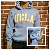 UCLA e5フリースパーカースウェットシャツライトブルーシンプルホワイトロゴ