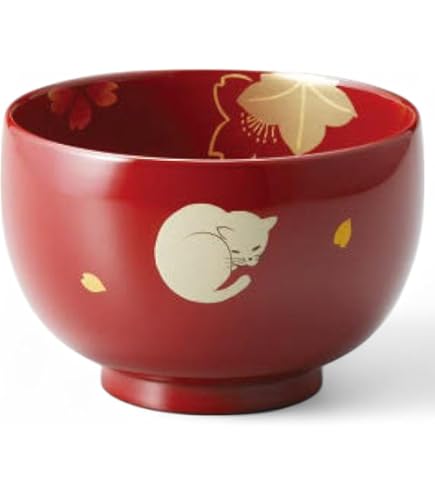 Amazon.co.jp: Hogdseirrs 雅乃『越前漆器』ネコ内桜汁椀 古代朱