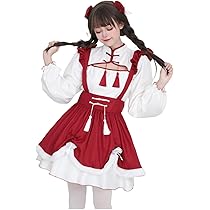 メイド服 制服 コスプレ衣装 ワンピース+蝶ネクタイ 赤 2XL メイド服 制服 コスプレ衣装 ワンピース+蝶ネクタイ 赤 2XL
