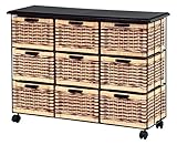 キャスター付きスチールフレーム籐バスケットチェスト 幅100cm高さ76cm ブラウン RN-1839BK hg-rn-1839bk