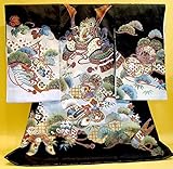 【正絹】 お宮参り着物　（初着・産着）　男児　M1-13　兜に松・黒地　　新品仕立上り　★もれなく５大特典付！