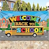 KatchOn、Welcome Back To School バナー - 特大、72x44インチ | スクールバスの背景 | 新学期背景 教室の装飾用 | 幼稚園の初日バナー | 幼稚園の初日