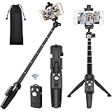 【最新版】 自撮り棒 Bluetooth 卓上三脚 ミニ三脚 セルカ棒 無線 三脚/一脚兼用 360度回転 7段伸縮 リモコン付き 折りたたみ 軽量 持ち運びに便利 iPhoneX iPhone8 iPhone7 iPhone/Android スマホ等対応