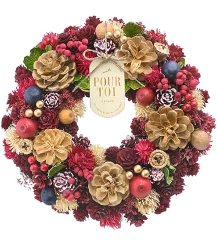 【美品】おしゃれ　リース　ドライフラワー　クリスマス Amazon.co.jp: ドライリース プレゼント ギフト クリスマス輸入リース
