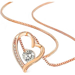 ネックレス レディース Jeconpal スワロフスキー ジルコニア採用 純銀925 オープンハート アクセサリー 18k ピンクゴールド 仕上げ 金属アレルギー対応 クリスマス 誕生日 プレゼント 女性(ピンクゴールド)