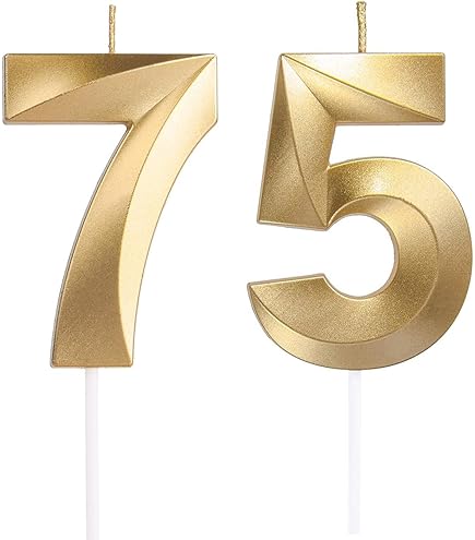 Gold Number 61 Birthday Candles - 2 Pack Cake Topper For 61st Birthday Celebration