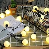 可愛くて　小さなボールLEDイルミネーションライト 5m　20球 ストリングライト プラグ式　飾り ワイヤーライト 防水 パーティー電飾 ウォームホワイト