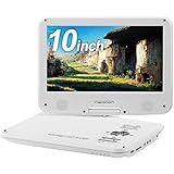 アイリスプラザ ポータブルDVDプレイヤー 10インチ 1024x600 CDプレイヤー 車載ホルダー付き 持ち運び USB 車載DVDプレイヤー CPRM対応 180°回転 約3時間連続再生 SDカード/USB対応 FV-P1013W ホワイト