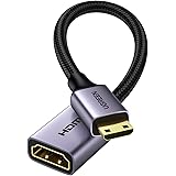UGREEN Mini HDMI 変換 オスメス HDMI ミニHDMI 変換ケーブル (ミニHDMIタイプCオス - タイプAメス) HDMI 2.0 4K@60Hz ハイスピード ミニHDMI変換アダプタ グレー 25cm