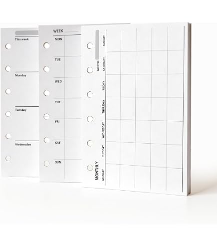 Amazon.co.jp: LOORIPRO A7リフィル ミニ6穴無地システム手帳リフィル