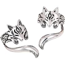 Amazon | キツネ 狐面 般若 鬼面 シルバー925 ピアス