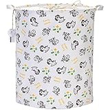 海チームFolding Cylindric防水コーティングキャンバスファブリック洗濯籠ストレージバスケットwith Drawstringカバー イエロー Laundry Hamper 0509 Zeb