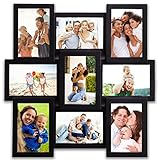 Hello Laura – 9開口部18 " x 18 "インチ壁吊りフォトフレーム、4 x 6 "インチフォトソケットX 9、ブラックフレームエッジ|ギャラリースタイル