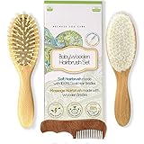 HOROLAS ベビー用ヘアブラシ（山羊毛）＆櫛セット 柔らかい髪に柔らかいヘアブラシを 頭皮にやさしい ハンドルヘアーブラシ 髪につや サラサラ髪まとまる ベビーブラシヘアブラシ 赤ちゃん用ヘアーブ