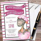 GirlsピンクBaby Dinosaur Personalizedベビーシャワー招待状 100 Invitations