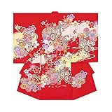 産着 初着 祝い着 女の子 着物 /B26赤・御所車新駒刺繍